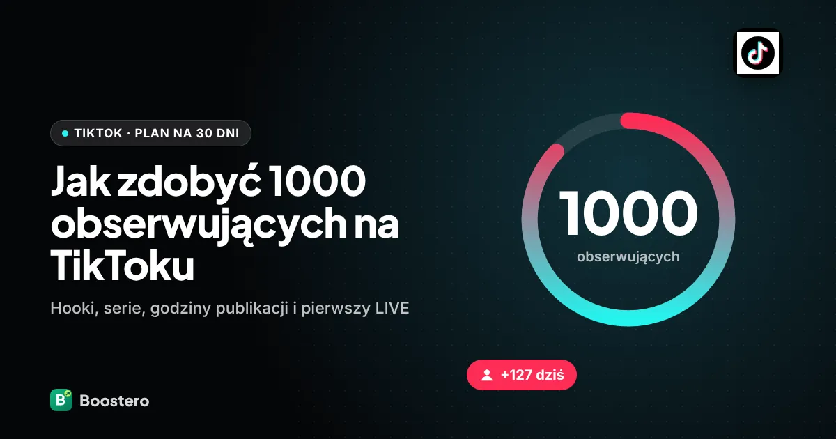 Okładka: Jak zdobyć 1000 obserwujących na TikToku w 2026 — plan na 30 dni